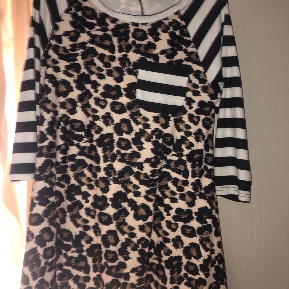 Nuggles Top -Leopard Print and Stripes Size Large